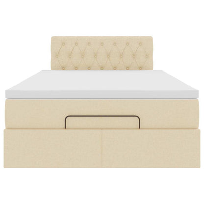 Struttura Letto Pouf con Materasso Crema 120x190 cm in Tessuto | homemem39