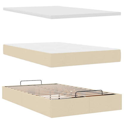 Struttura Letto Pouf con Materasso Crema 120x190 cm in Tessuto | homemem39
