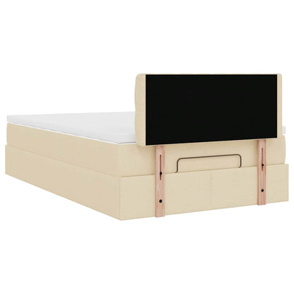Struttura Letto Pouf con Materasso Crema 120x190 cm in Tessuto | homemem39