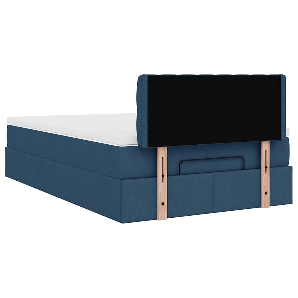 Struttura Letto Pouf con Materasso Blu 120x190 cm in Tessuto | homemem39