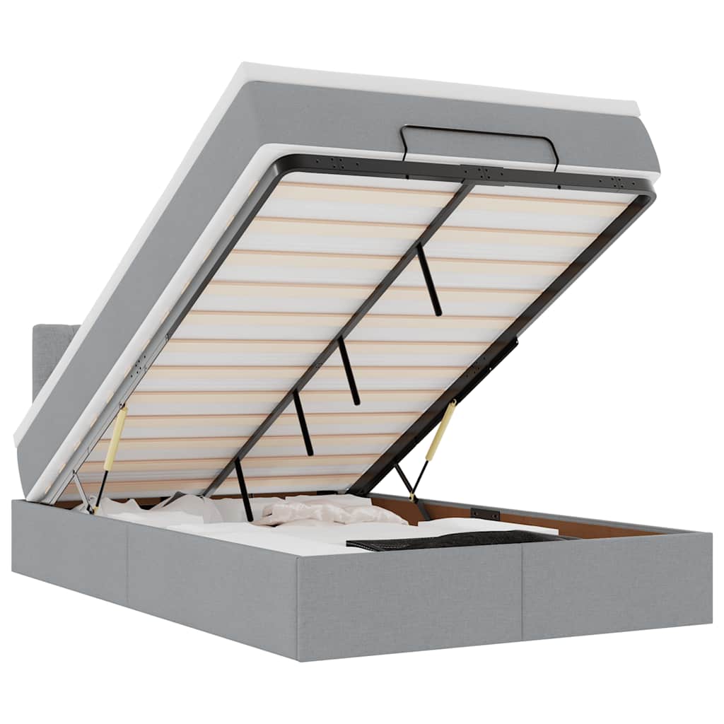 Pouf Letto con Materasso Grigio Chiaro 120x200 cm in Tessuto - homemem39