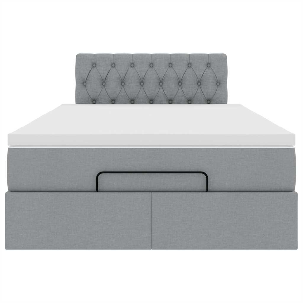 Pouf Letto con Materasso Grigio Chiaro 120x200 cm in Tessuto - homemem39