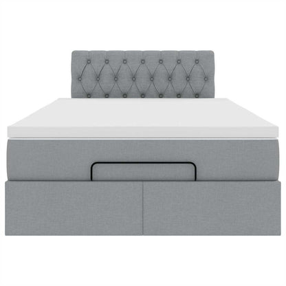 Pouf Letto con Materasso Grigio Chiaro 120x200 cm in Tessuto - homemem39