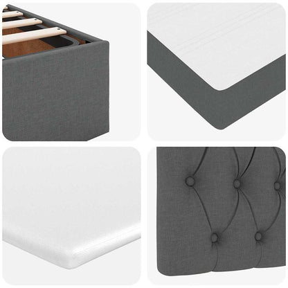 Pouf Letto con Materasso Grigio Scuro 120x200 cm in Tessuto