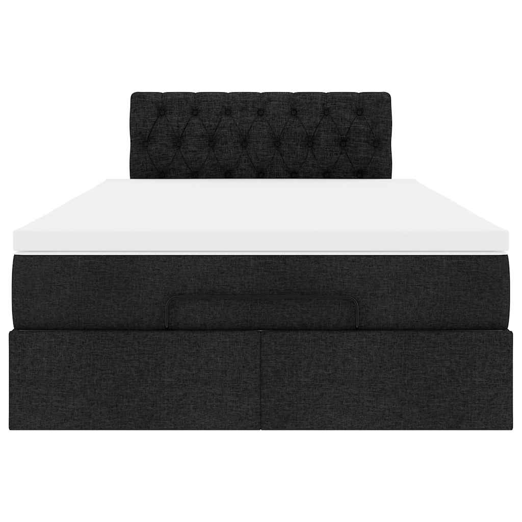 Pouf Letto con Materasso Nero 120x200 cm in Tessuto
