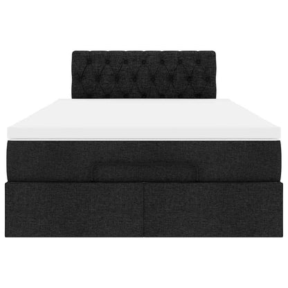 Pouf Letto con Materasso Nero 120x200 cm in Tessuto