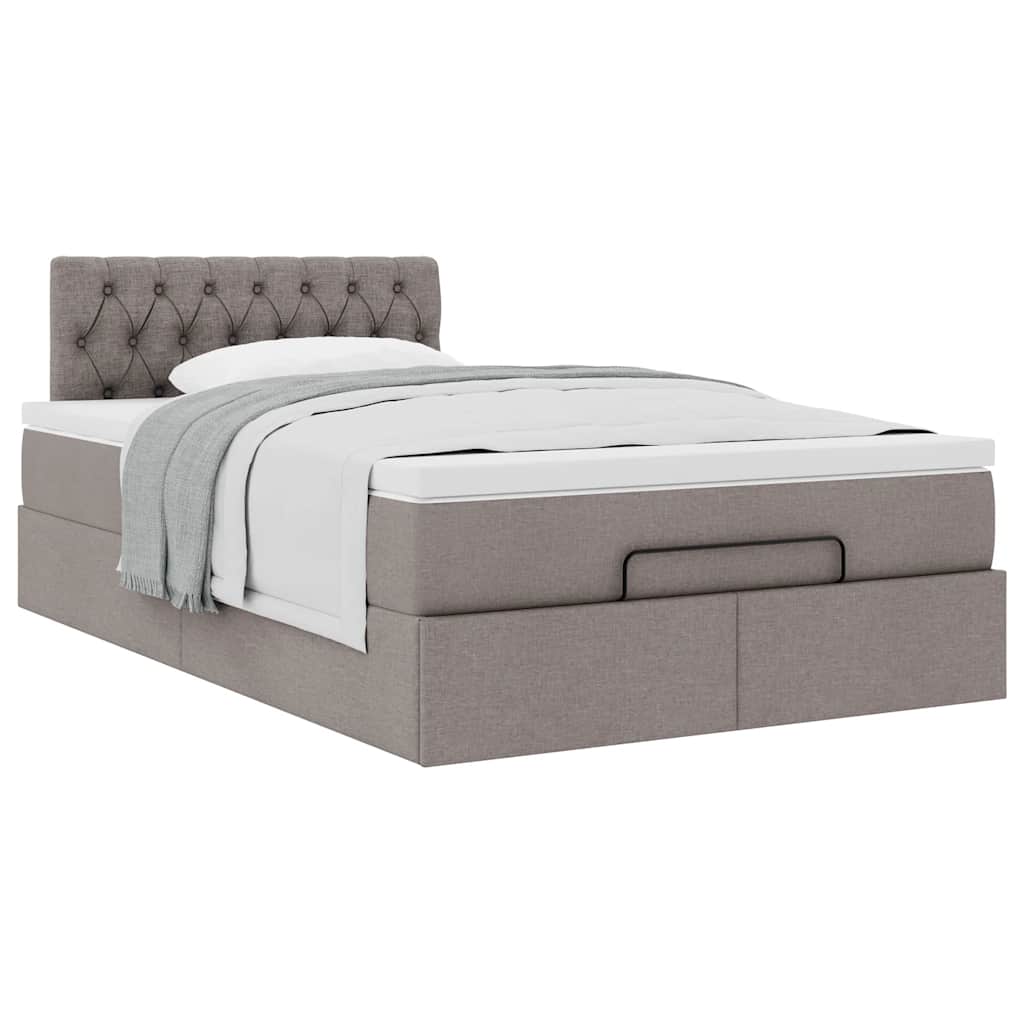 Struttura Letto Pouf con Materasso Tortora 120x200cm in Tessuto | homemem39