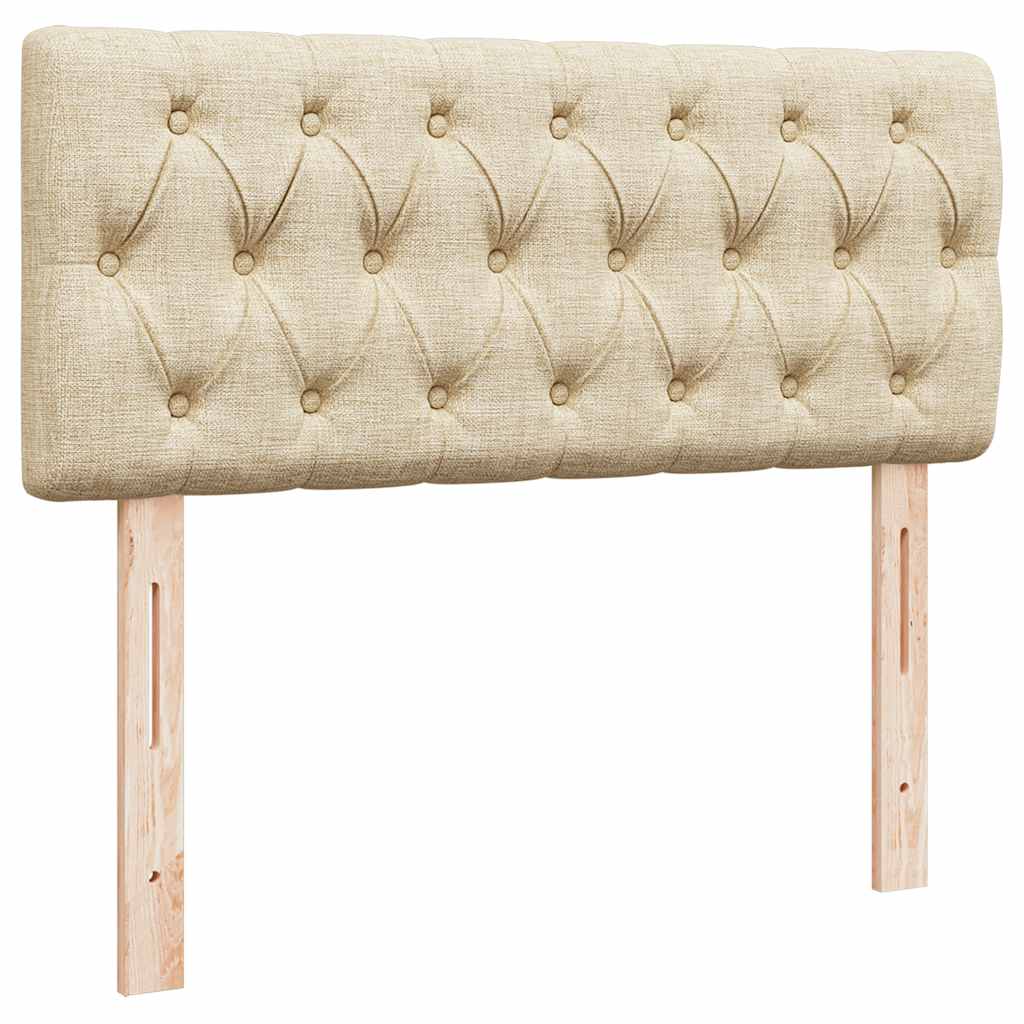Struttura Letto Pouf con Materasso Crema 120x200 cm in Tessuto