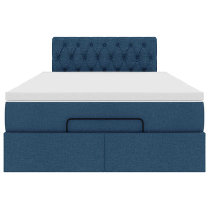 Pouf Letto con Materasso Blu 120x200 cm in Tessuto