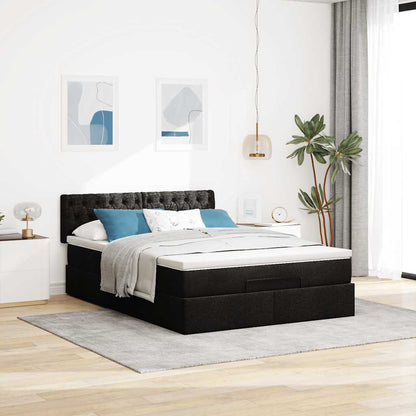Pouf Letto con Materasso Nero 140x190 cm in Tessuto | homemem39