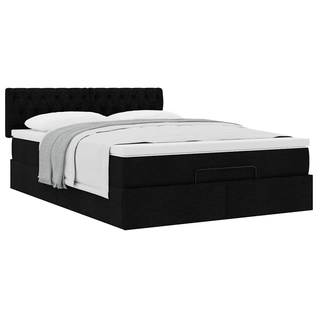 Pouf Letto con Materasso Nero 140x190 cm in Tessuto | homemem39