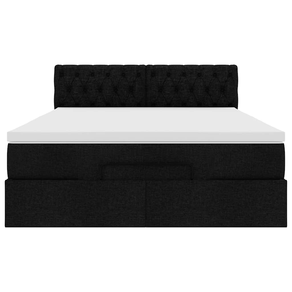 Pouf Letto con Materasso Nero 140x190 cm in Tessuto | homemem39