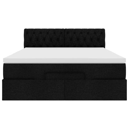 Pouf Letto con Materasso Nero 140x190 cm in Tessuto | homemem39
