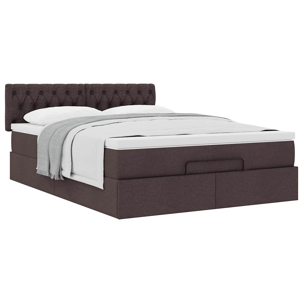Pouf Letto con Materasso Marrone Scuro 140x190 cm in Tessuto | homemem39