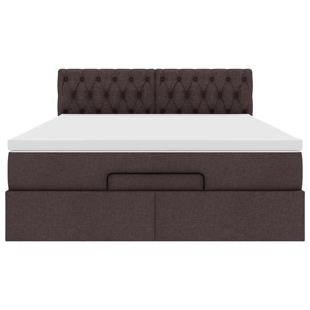 Pouf Letto con Materasso Marrone Scuro 140x190 cm in Tessuto | homemem39