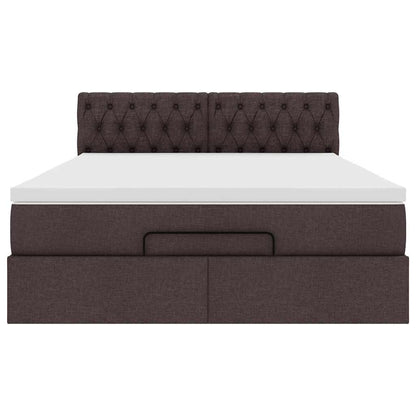Pouf Letto con Materasso Marrone Scuro 140x190 cm in Tessuto | homemem39