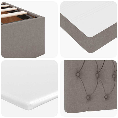 Pouf Letto con Materasso Tortora 140x190 cm in Tessuto