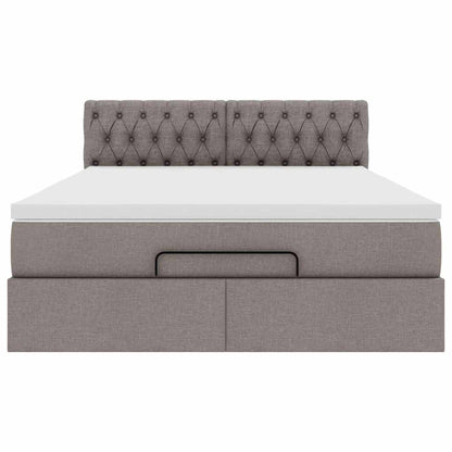 Pouf Letto con Materasso Tortora 140x190 cm in Tessuto