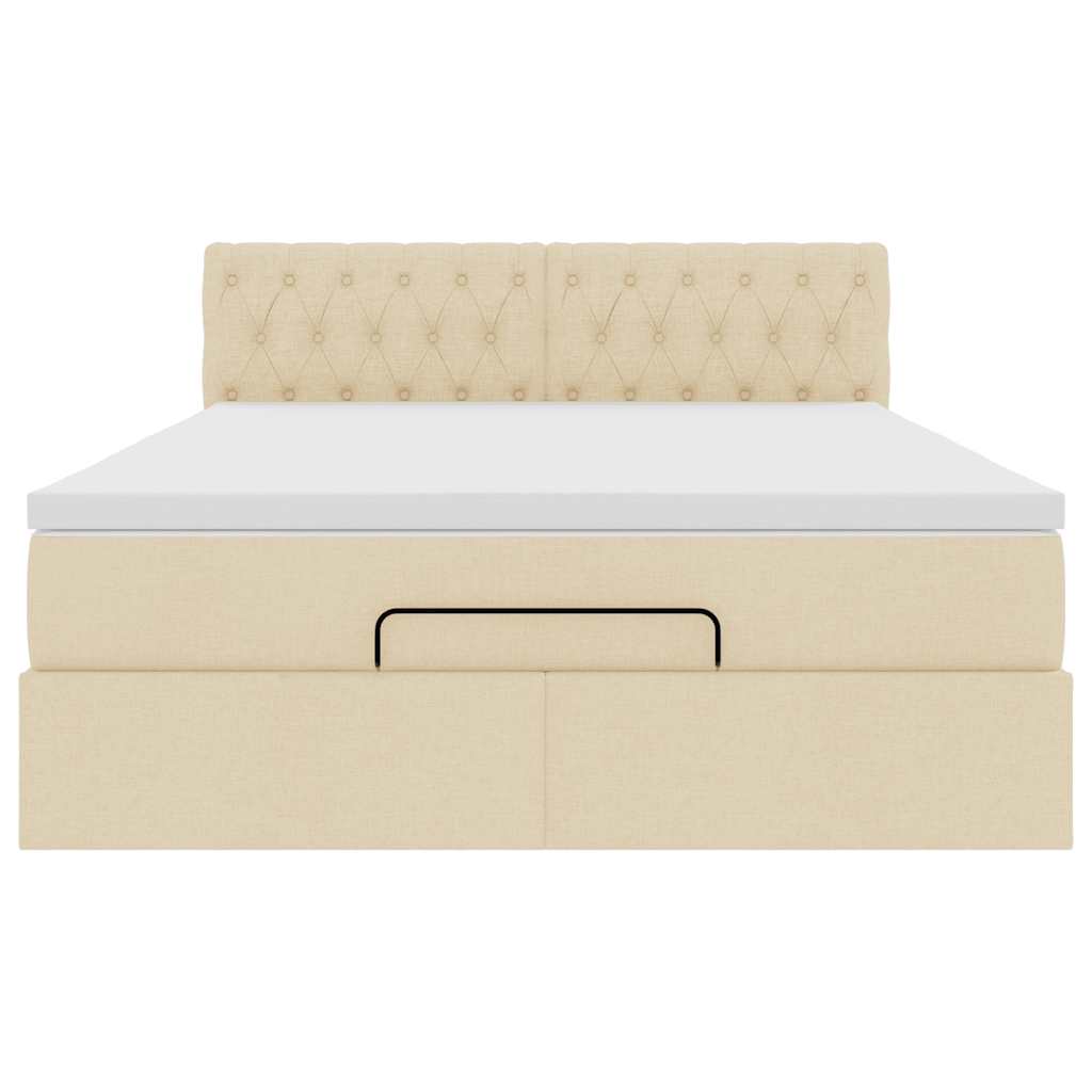 Pouf Letto con Materasso Crema 140x190 cm in Tessuto