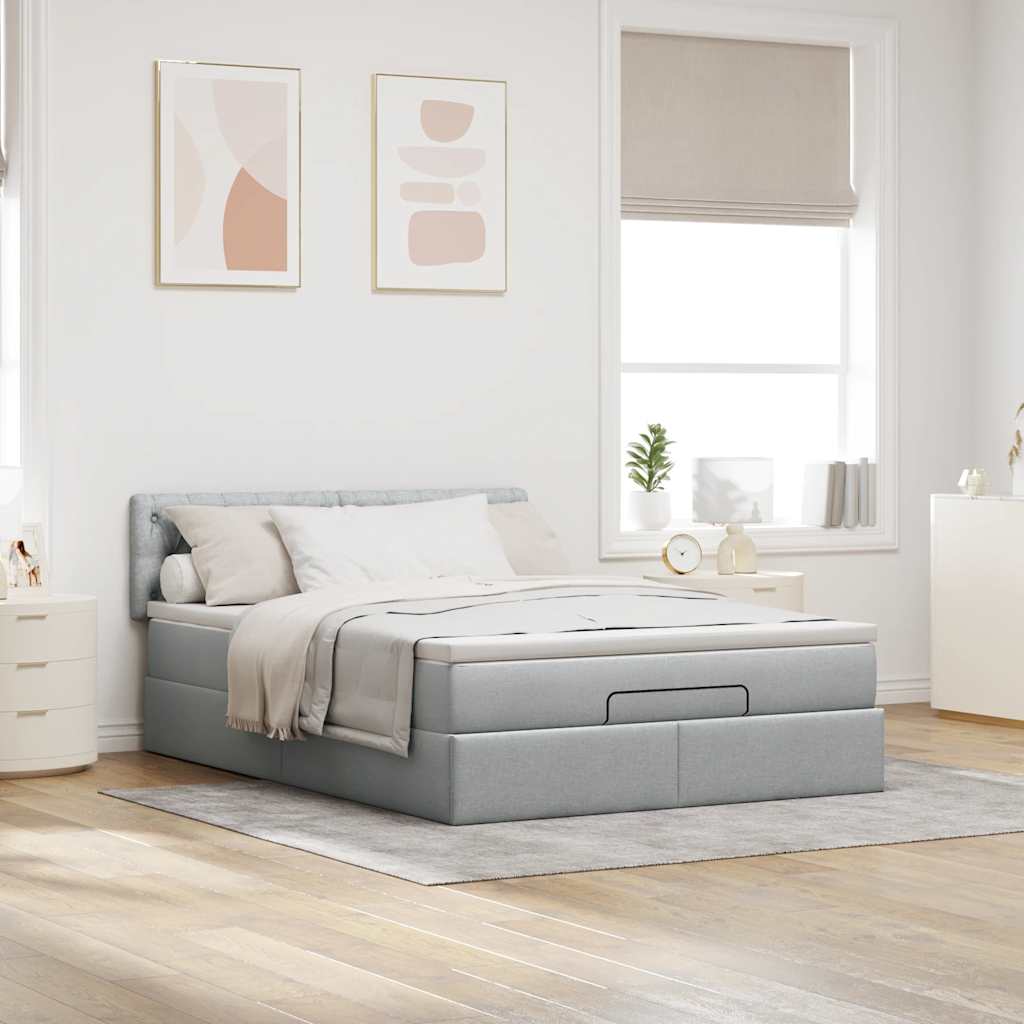 Struttura Letto Pouf con Materasso 140x200 cm in Tessuto | homemem39
