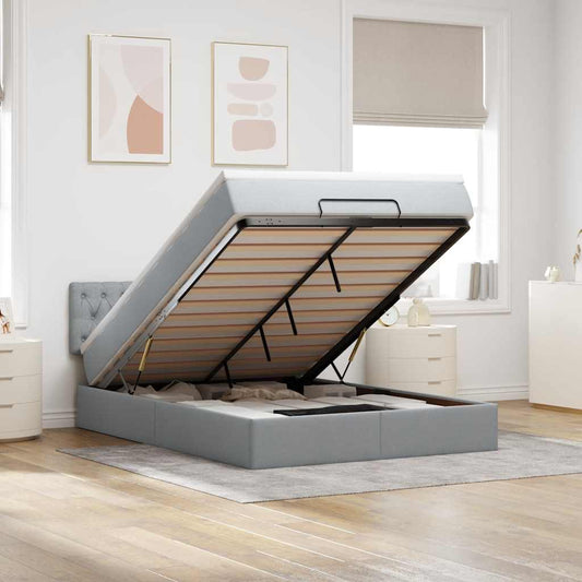 Struttura Letto Pouf con Materasso 140x200 cm in Tessuto