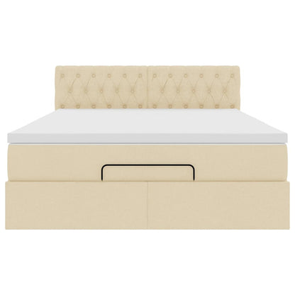 Pouf Letto con Materasso Crema 140x200 cm in Tessuto - homemem39