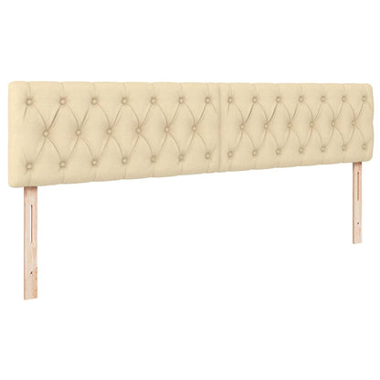 Struttura Letto Pouf con Materasso Crema 160x200 cm in Tessuto