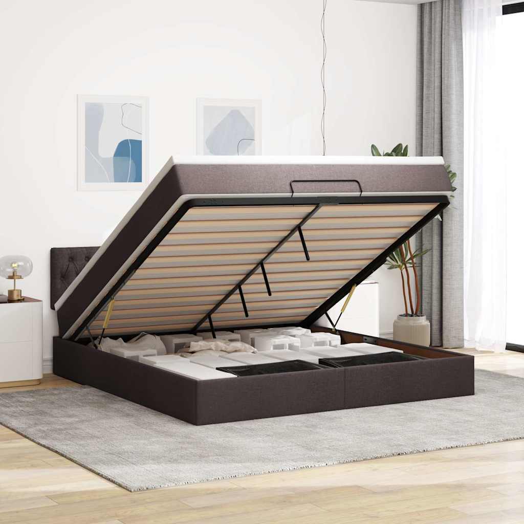 Struttura Letto Pouf con Materasso 180x200 cm in Tessuto | homemem39