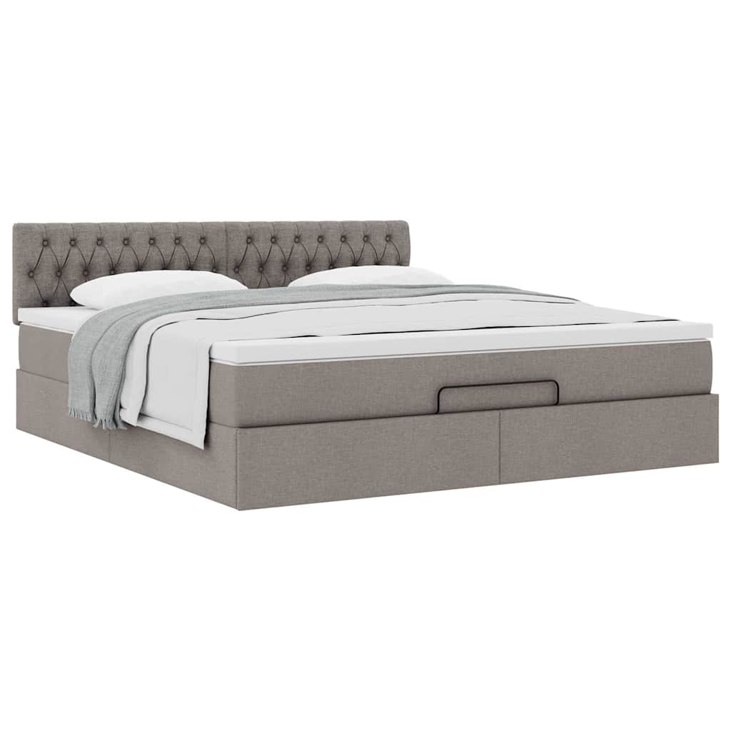 Struttura Letto Pouf con Materasso Tortora 180x200cm in Tessuto | homemem39