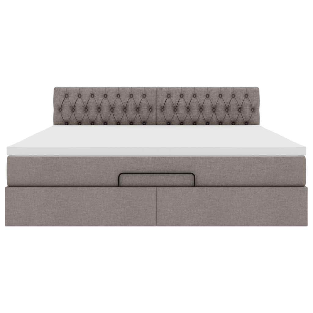 Struttura Letto Pouf con Materasso Tortora 180x200cm in Tessuto | homemem39