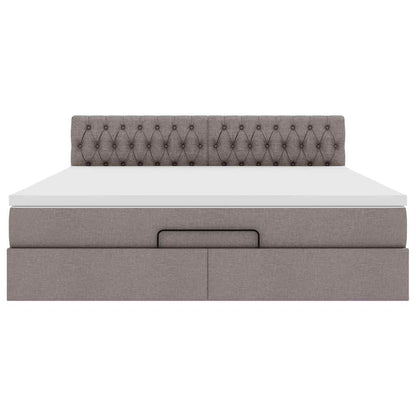 Struttura Letto Pouf con Materasso Tortora 180x200cm in Tessuto | homemem39