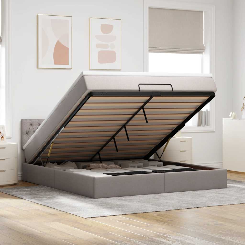 Struttura Letto Pouf con Materasso Tortora 180x200cm in Tessuto | homemem39