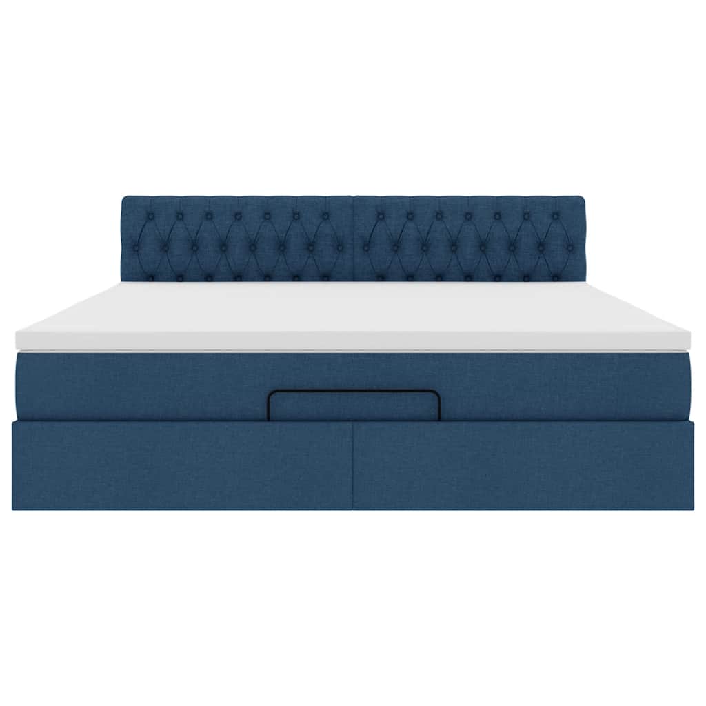 Struttura Letto Pouf con Materasso Blu 180x200cm in Tessuto | homemem39