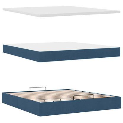 Struttura Letto Pouf con Materasso Blu 180x200cm in Tessuto | homemem39