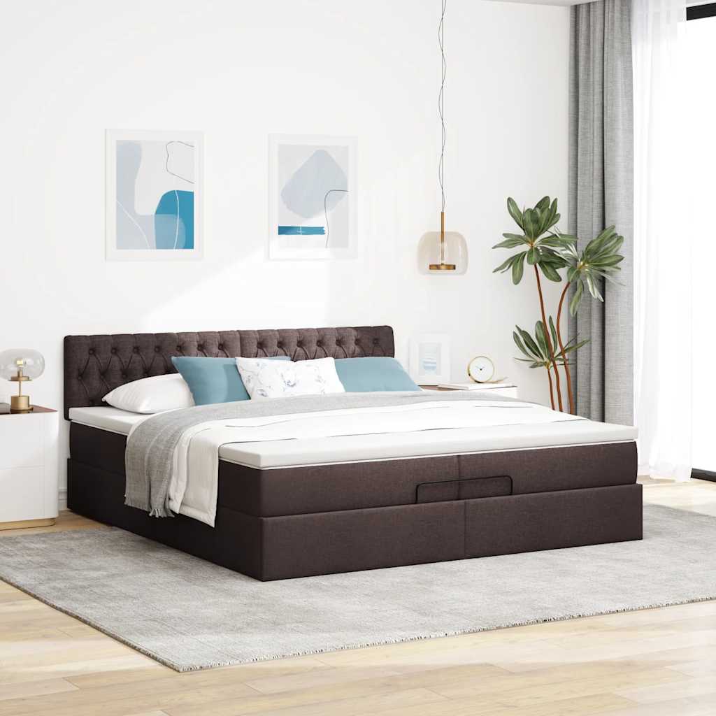 Struttura Letto Pouf con Materasso 200x200 cm in Tessuto | homemem39