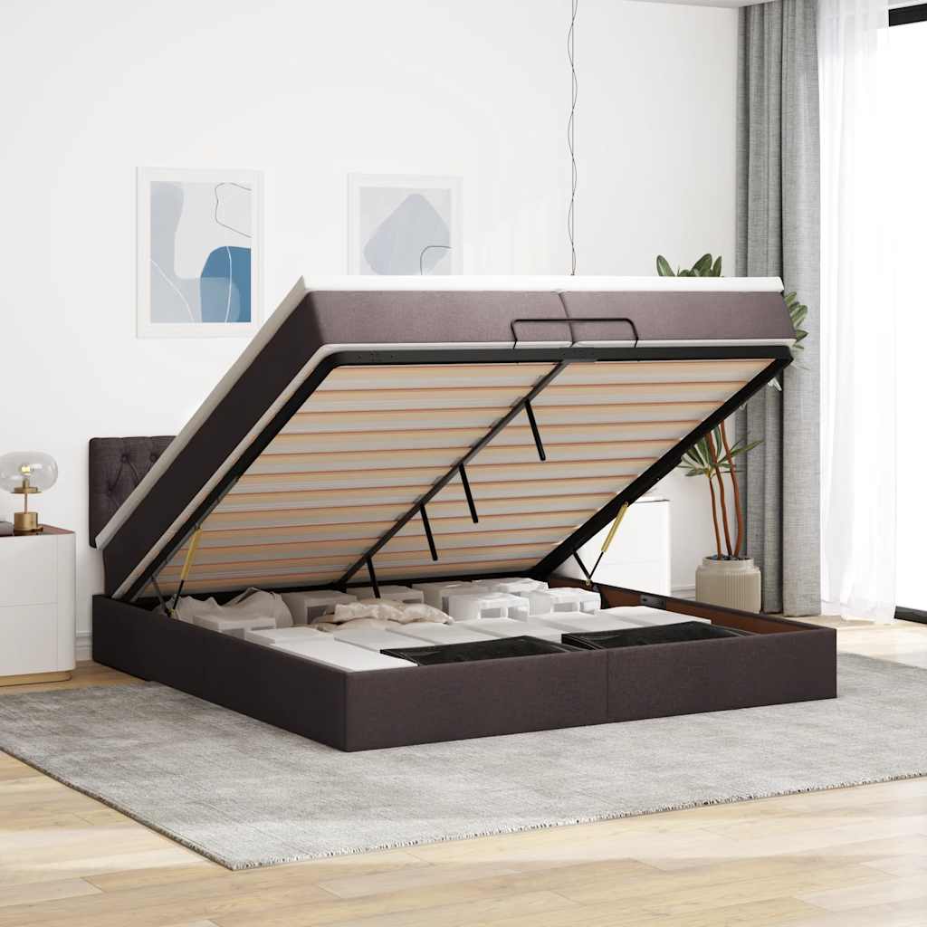 Struttura Letto Pouf con Materasso 200x200 cm in Tessuto | homemem39