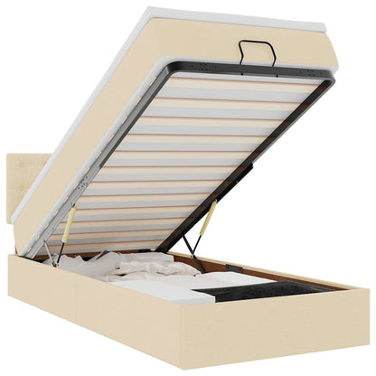 Struttura Letto Pouf con Materasso Crema 80x200 cm in Tessuto