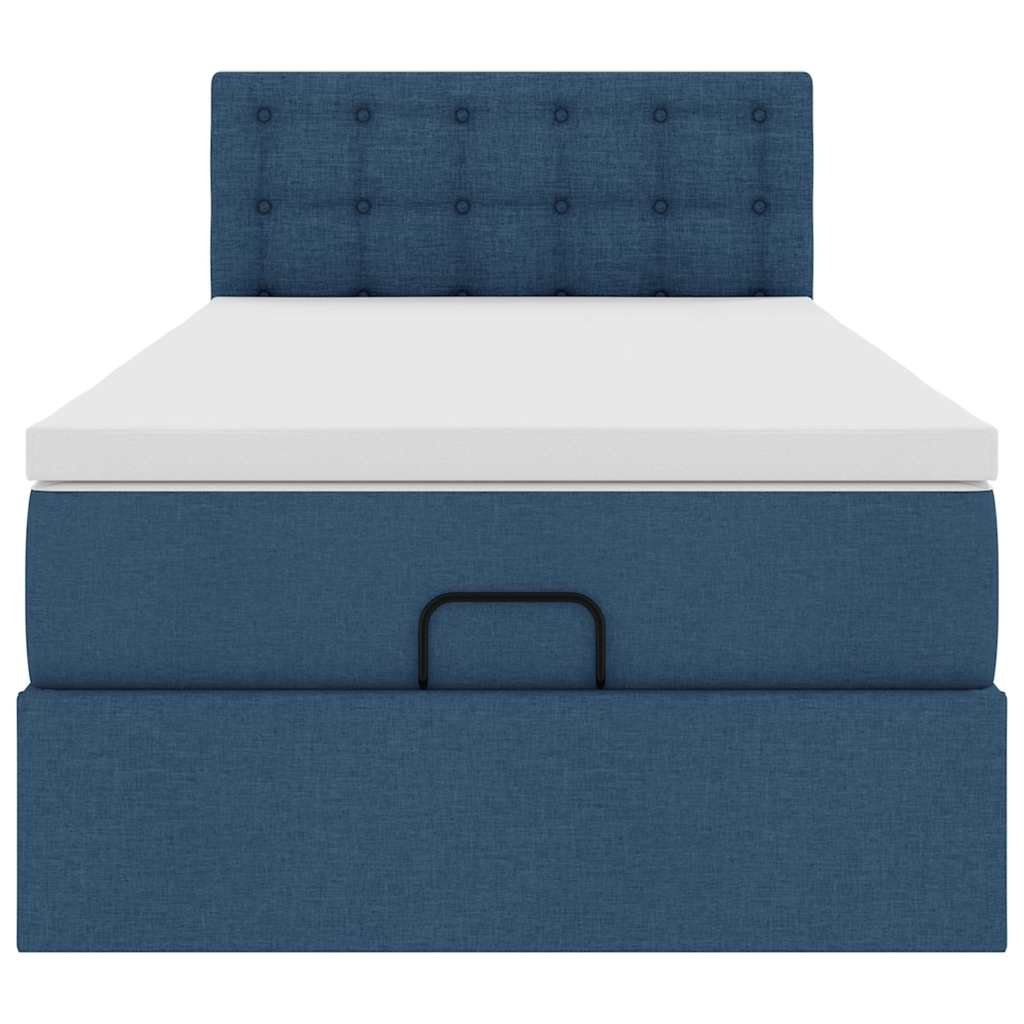 Struttura Letto Pouf con Materasso Blu 80x200 cm in Tessuto