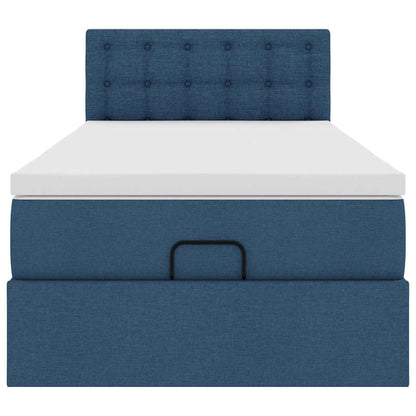 Struttura Letto Pouf con Materasso Blu 80x200 cm in Tessuto