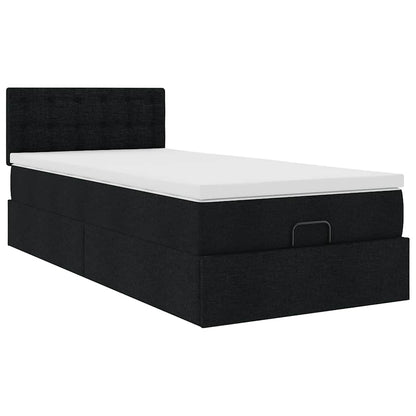 Struttura Letto Pouf con Materasso Nero 90x190 cm in Tessuto | homemem39