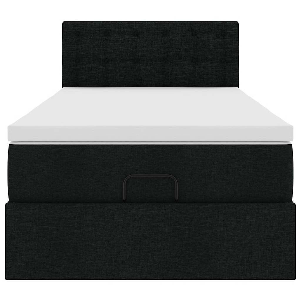 Struttura Letto Pouf con Materasso Nero 90x190 cm in Tessuto | homemem39
