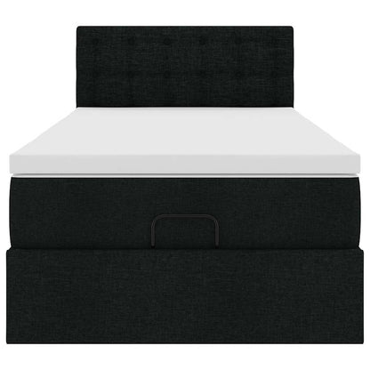 Struttura Letto Pouf con Materasso Nero 90x190 cm in Tessuto | homemem39