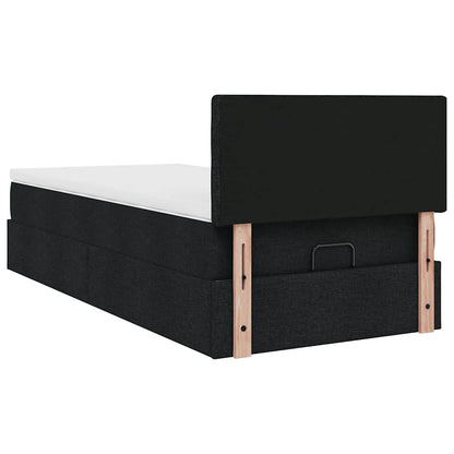 Struttura Letto Pouf con Materasso Nero 90x190 cm in Tessuto | homemem39