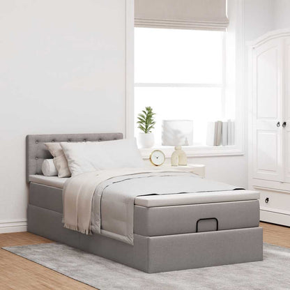 Struttura Letto Pouf con Materasso Tortora 90x190 cm in Tessuto | homemem39