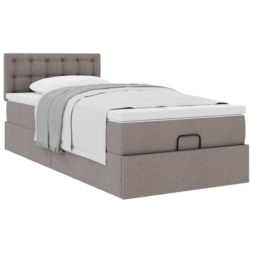 Struttura Letto Pouf con Materasso Tortora 90x190 cm in Tessuto | homemem39