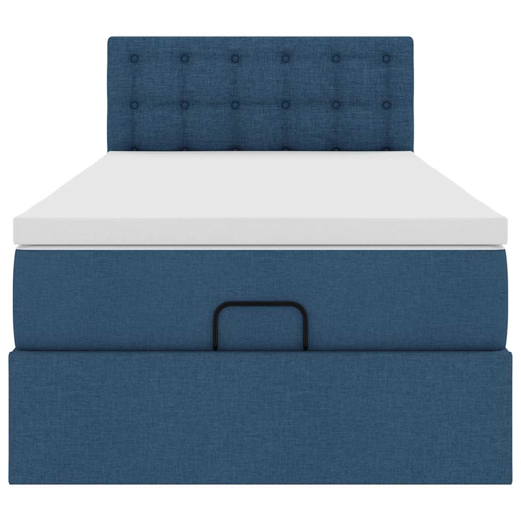 Struttura Letto Pouf con Materasso Blu 90x190 cm in Tessuto | homemem39