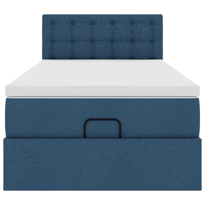 Struttura Letto Pouf con Materasso Blu 90x190 cm in Tessuto | homemem39