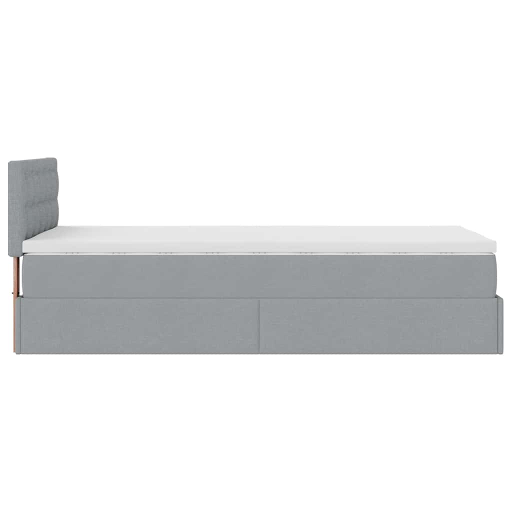 Pouf Letto con Materasso Grigio Chiaro 90x200 cm in Tessuto - homemem39