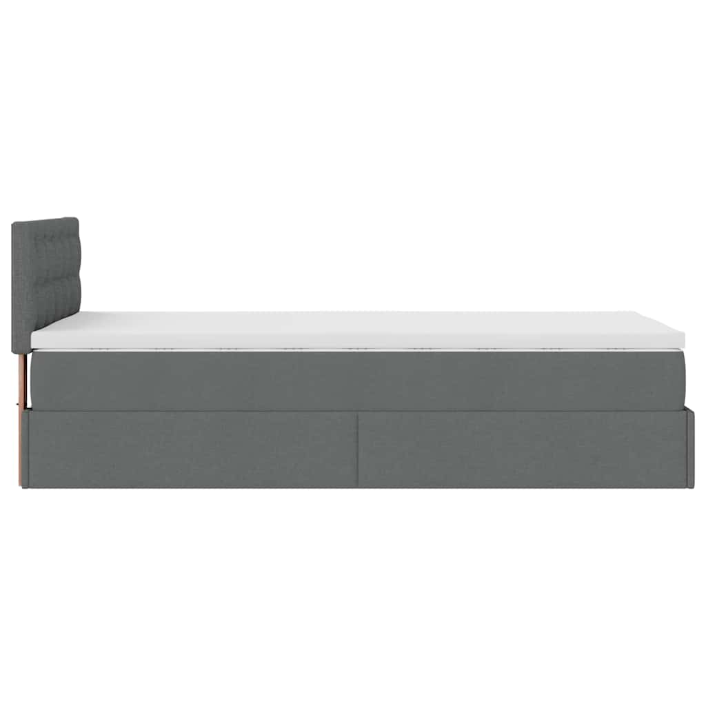 Pouf Letto con Materasso Grigio Scuro 90x200 cm in Tessuto - homemem39