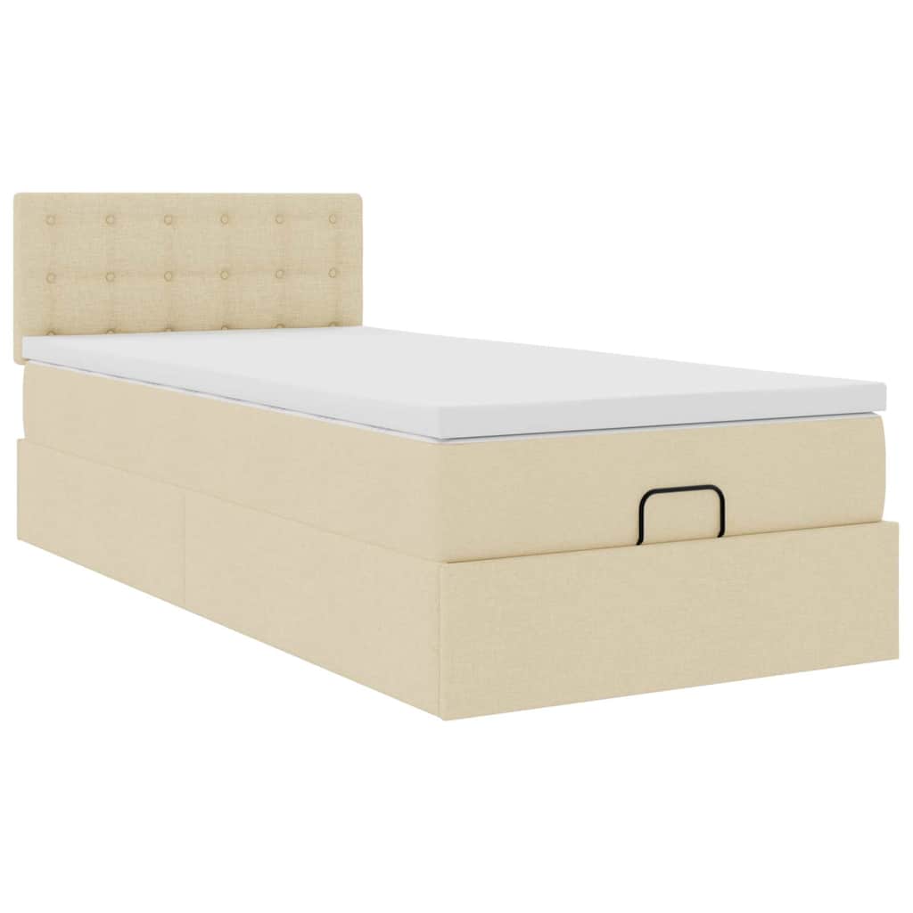 Pouf Letto con Materasso Crema 90x200 cm in Tessuto | homemem39